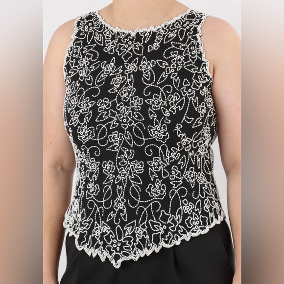 2x Black-and-white beaded top - Picture 1 of 6